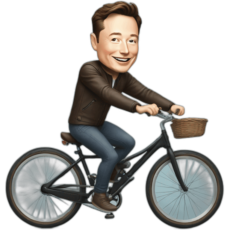 Smiling Elon Musk riding bicycle emoji