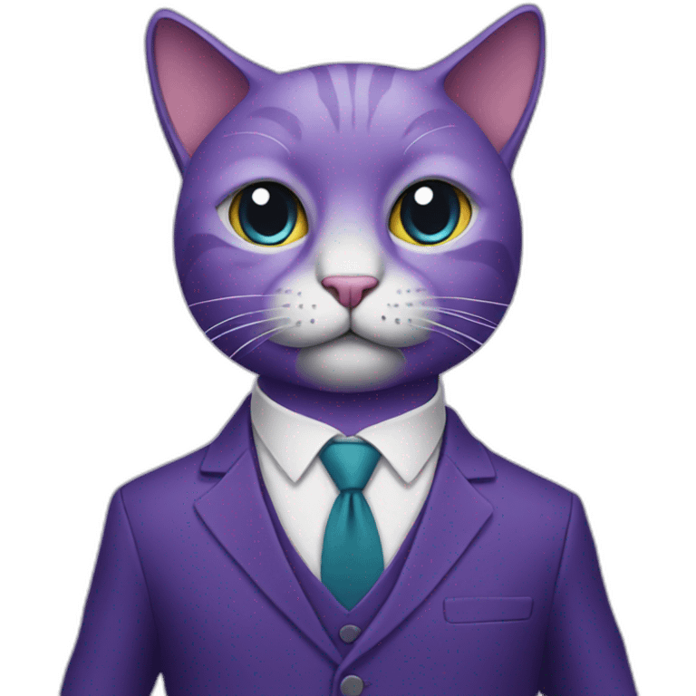 Purple cat in a suit emoji