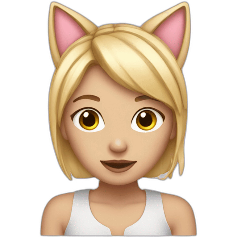 cute blonde girl with cat ears emoji