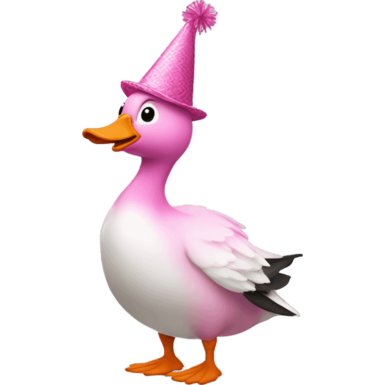 Goose pink party hat dancing  emoji