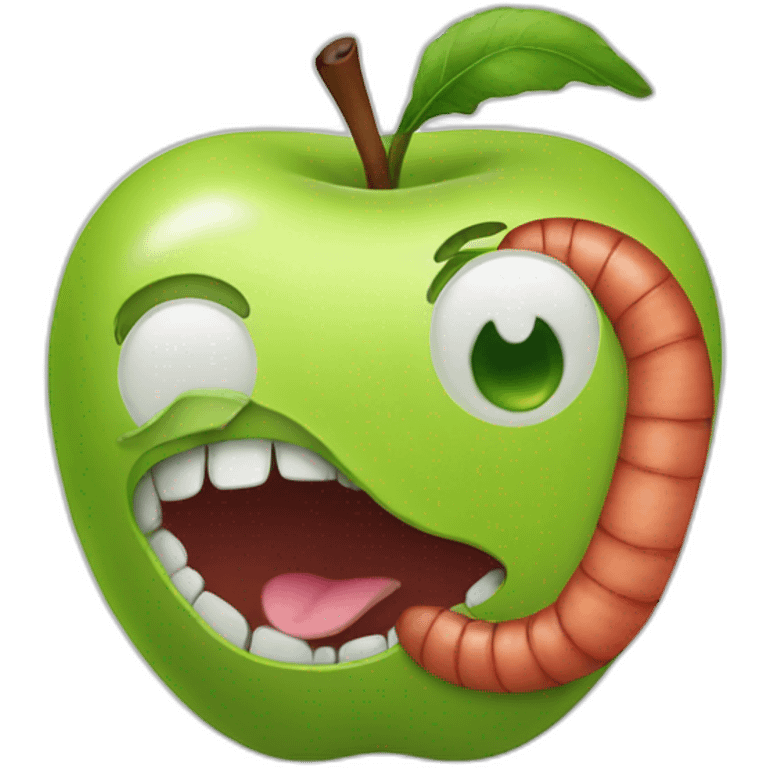 Worm inside the apple emoji