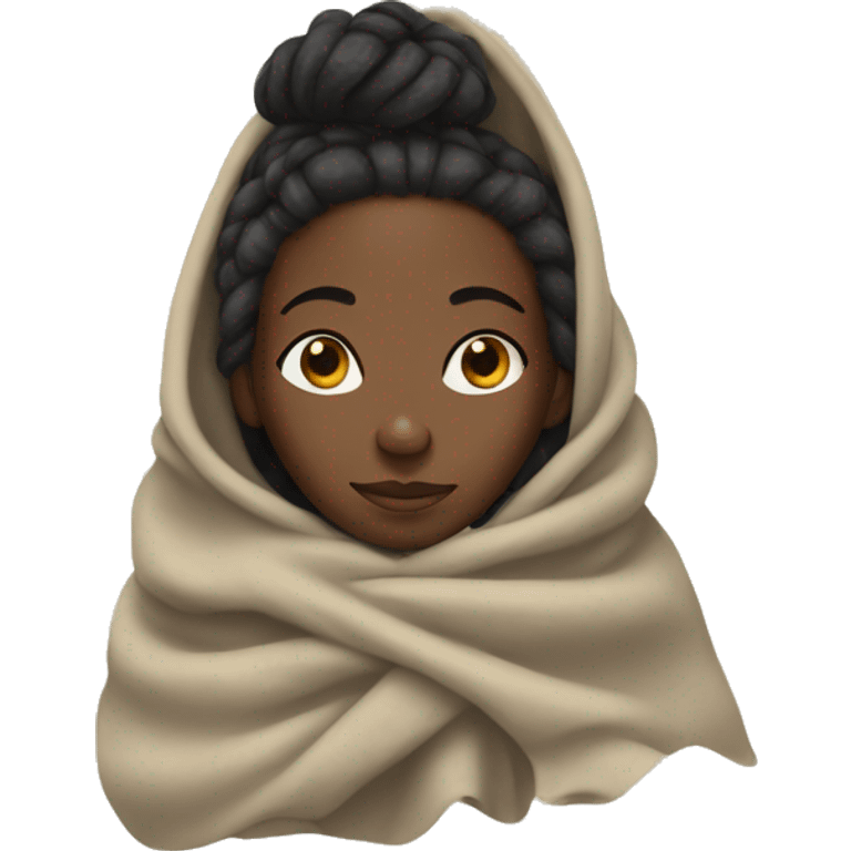 Black girl with dreadlocks wrapped in blanket emoji