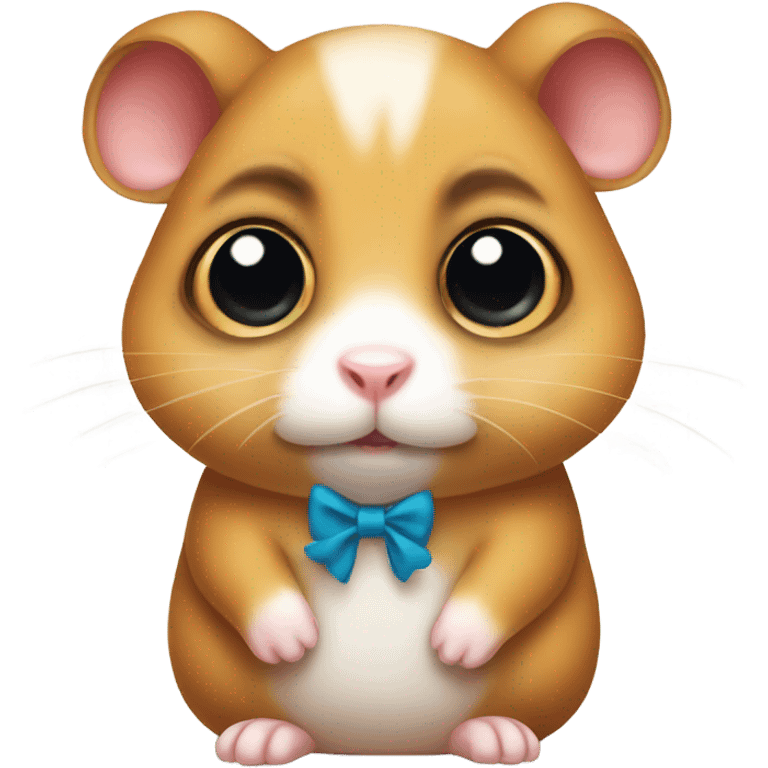  Sad big eyed hamster with bow on ear emoji