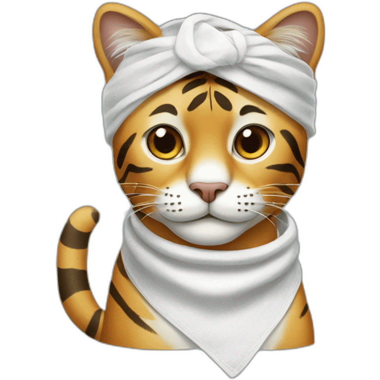 a tiger cat with a white bandana emoji