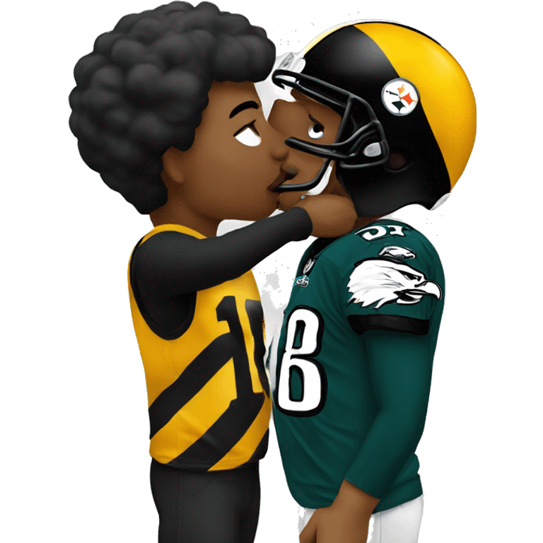 A Steelers fan kissing a eagles fan  emoji