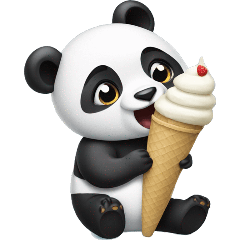 Panda eating ice cream emoji