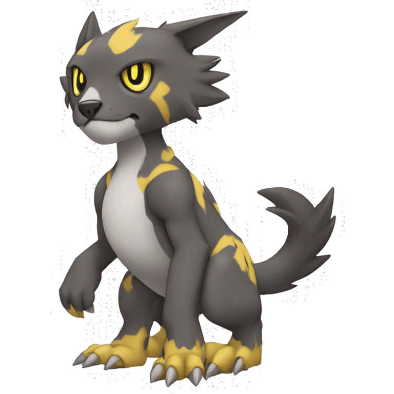 cute cool edgy Digimon-Fakemon-animal with markings full body emoji