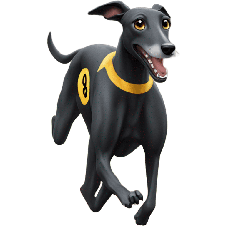 Black greyhound running a race emoji