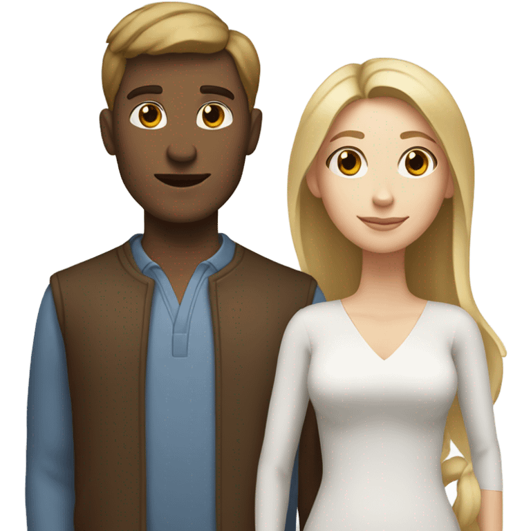 Brown hair man blonde woman and a white cat emoji