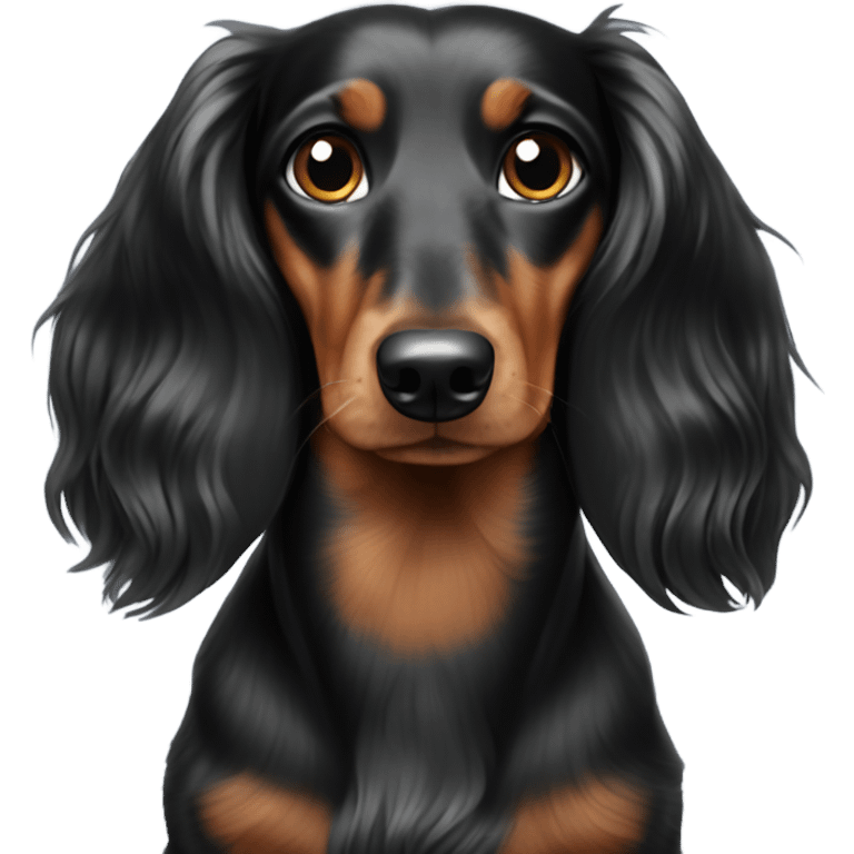 long-haired black and merle dachshund emoji