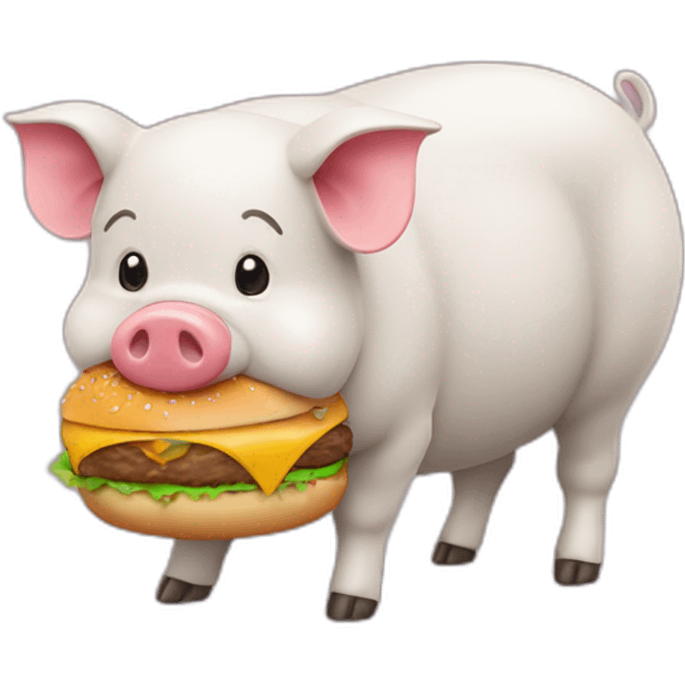 Un petit cochon qui mange un burger emoji