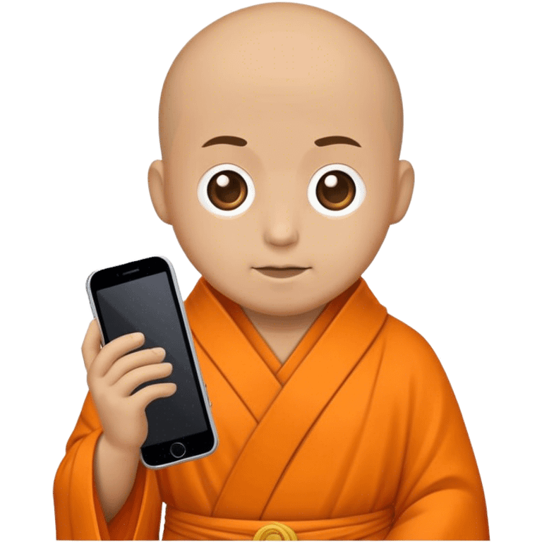 a mobile Phone in a monk orange robe emoji