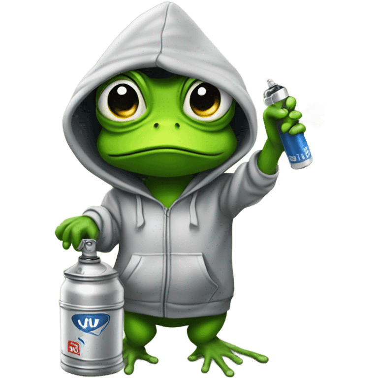 Hot female Frog in a hoodie with a spray can doing graffiti  emoji