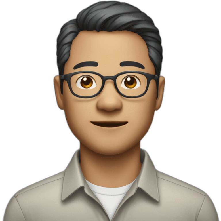 40 yr old chinese man with clear aviator glasses in a button down office shirt emoji