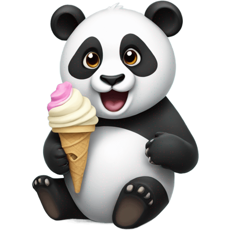 Panda eating ice cream emoji