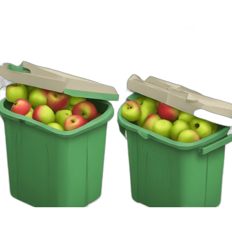 A garbage bin with apples in it emoji