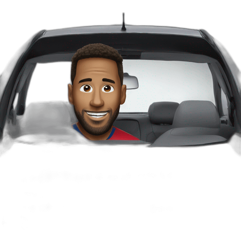 man into the car with messi`s face emoji