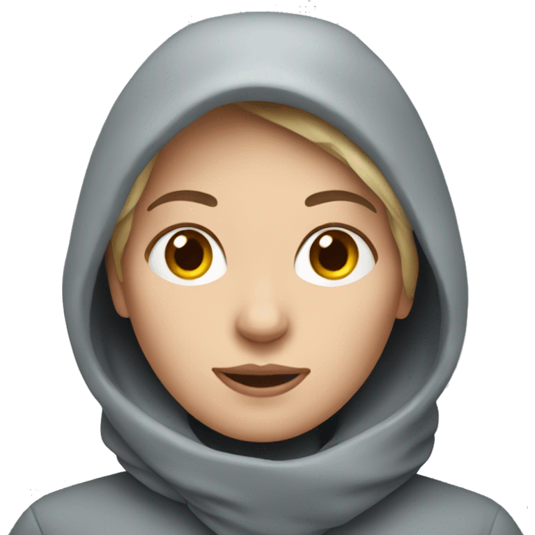 White woman in cold weather emoji