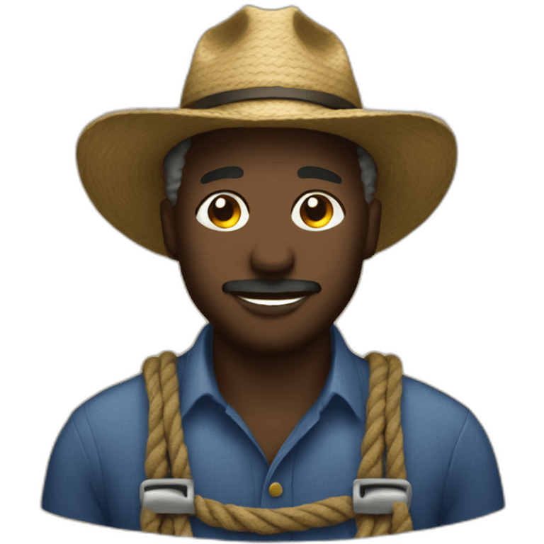 Black farmer in rope emoji