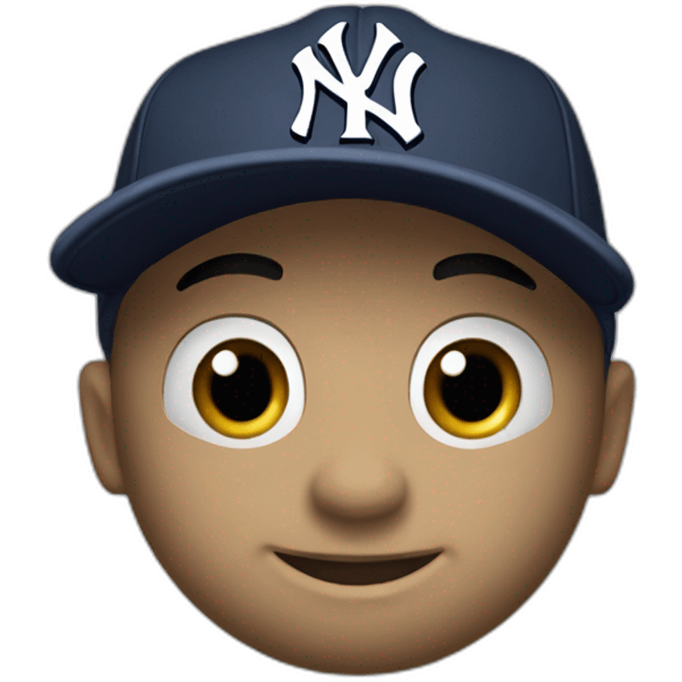 Chauve avec une casquette de baseball des yankees emoji