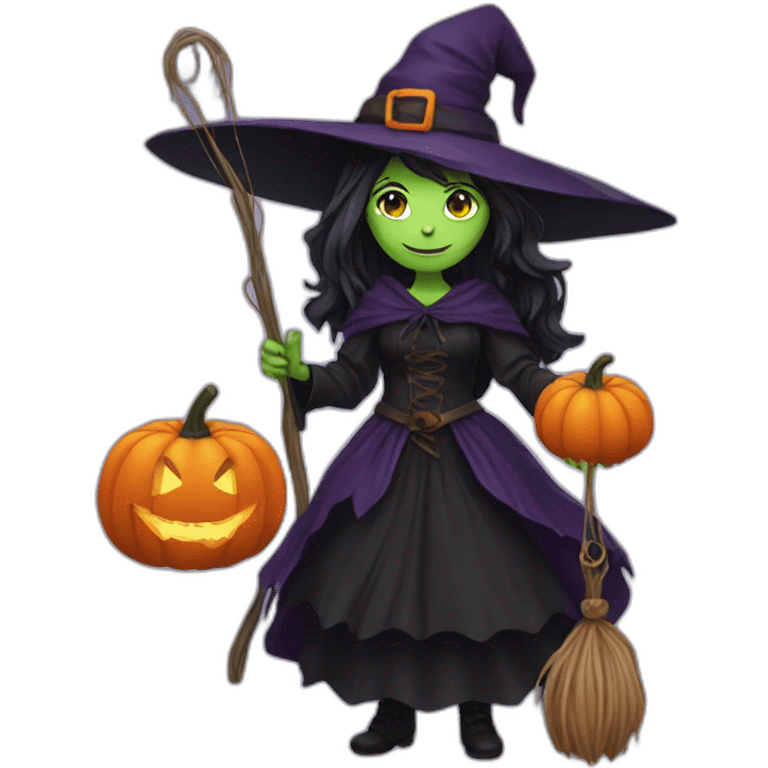 A witch with a pumpkin emoji