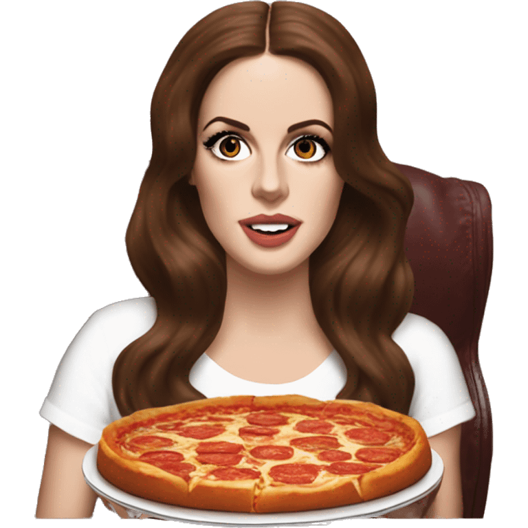 Lana del Rey eating Chicago deep dish pizza emoji