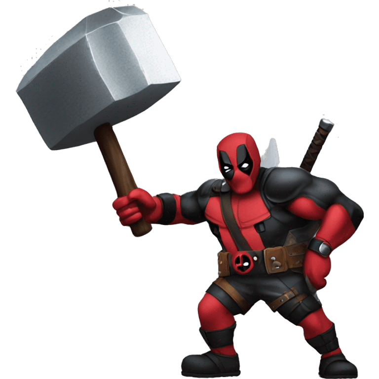 Deadpool throwing thors hammer emoji