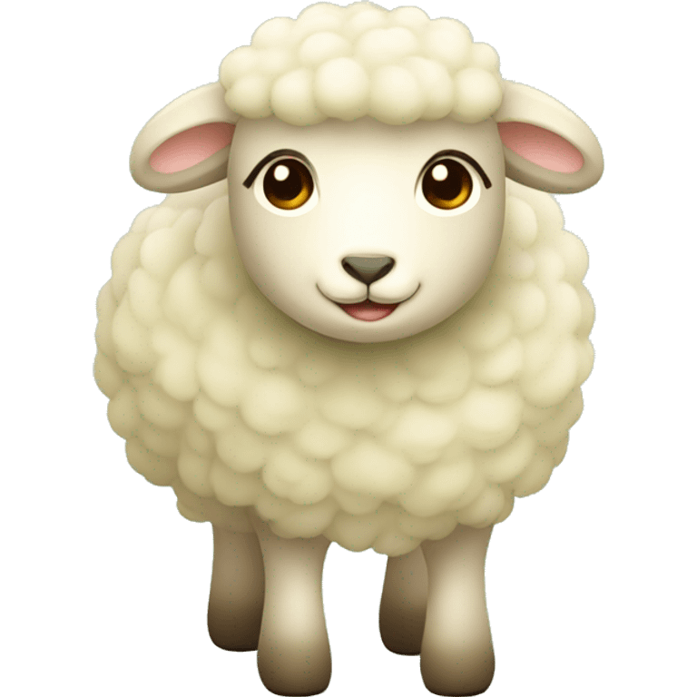 Cute sheep whit soft green legs and color beige cream body and face emoji