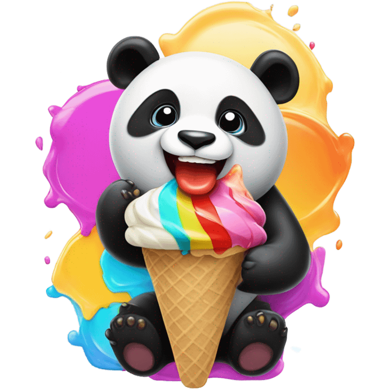 Panda eating ice cream emoji