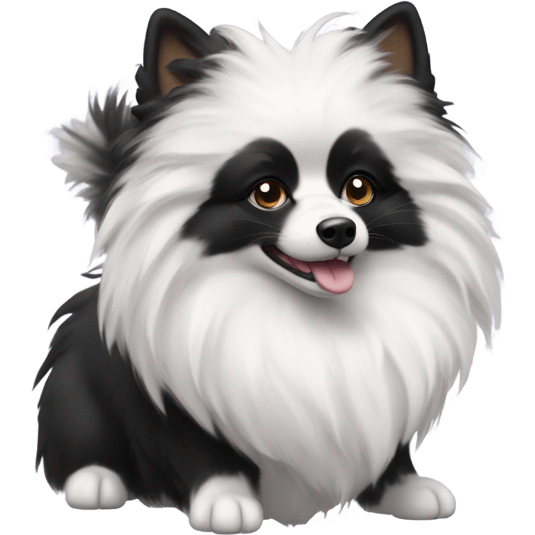 A black and white female spitz emoji