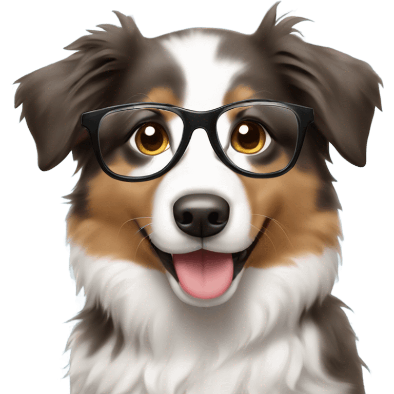 Australian Shepherd puppy with glasses on emoji