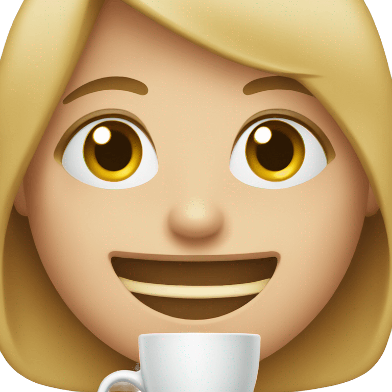 smiling girl with cup emoji