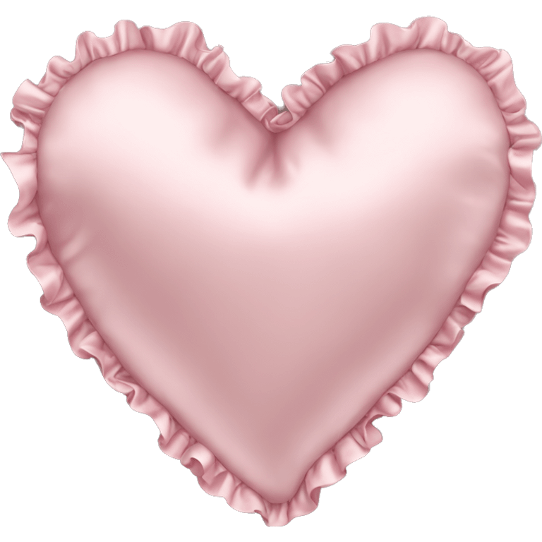 Light pink silk heart shaped pillow with ruffles emoji