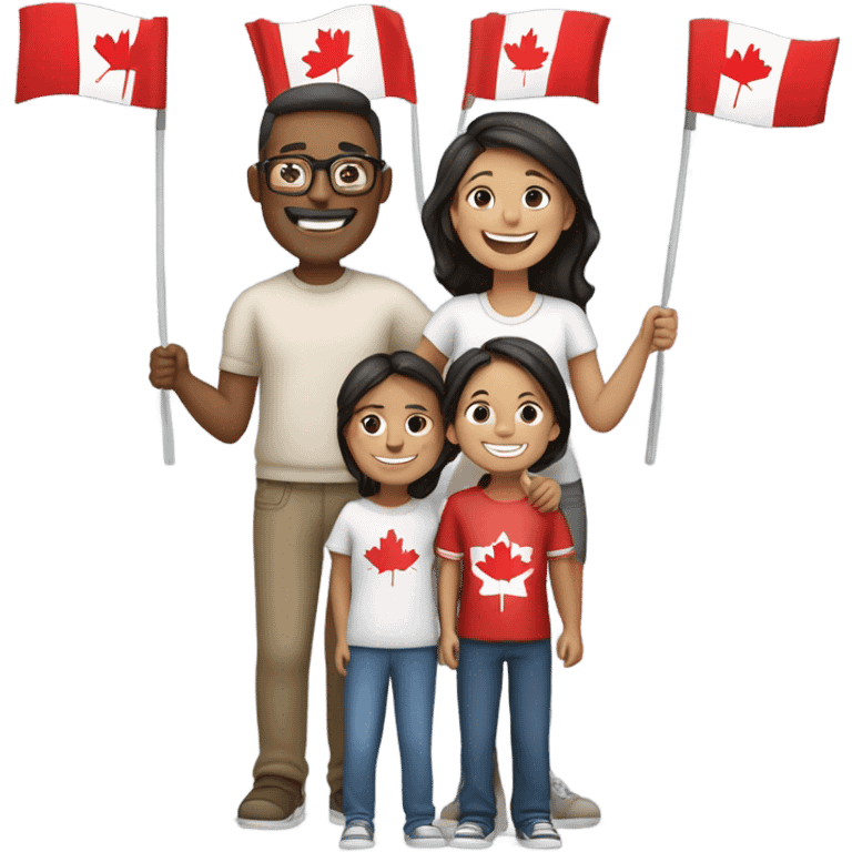 Show me a family of proud Canadians  emoji