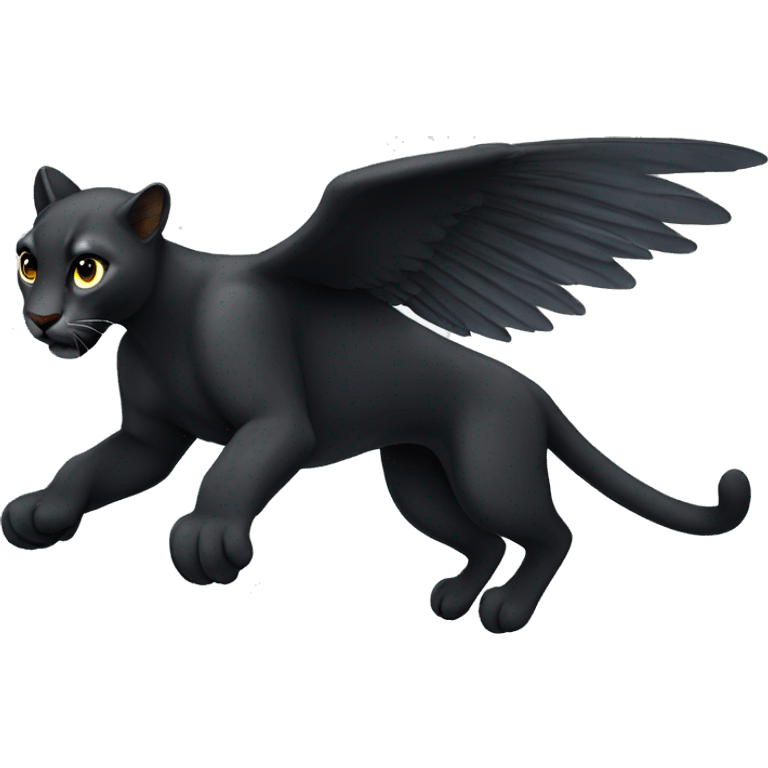 winged black puma flying emoji