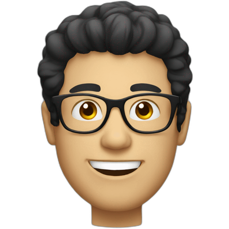 White man with transparent glasses and black hair smiling emoji