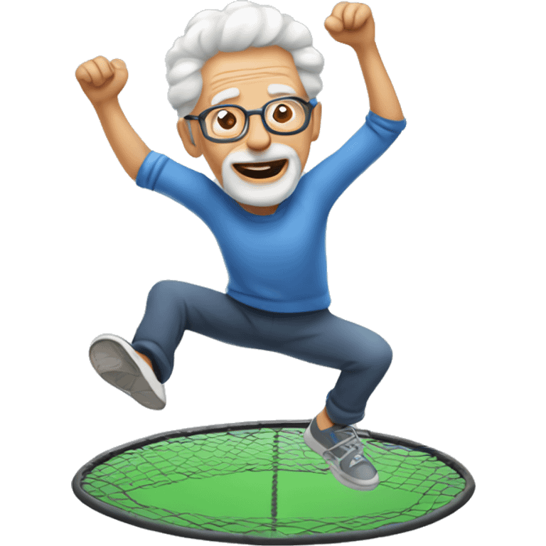 Old man on a trampoline  emoji