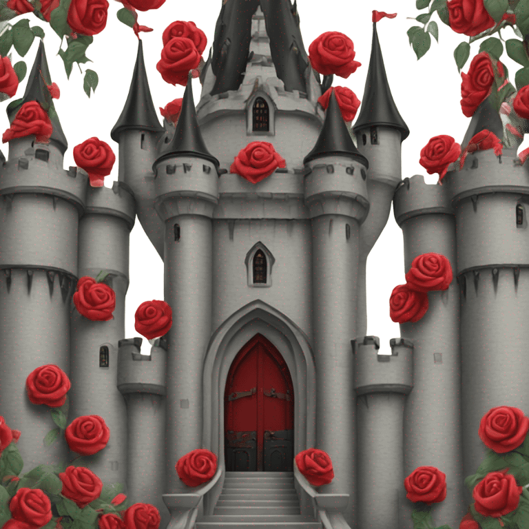 Black and red gothic castle with roses emoji