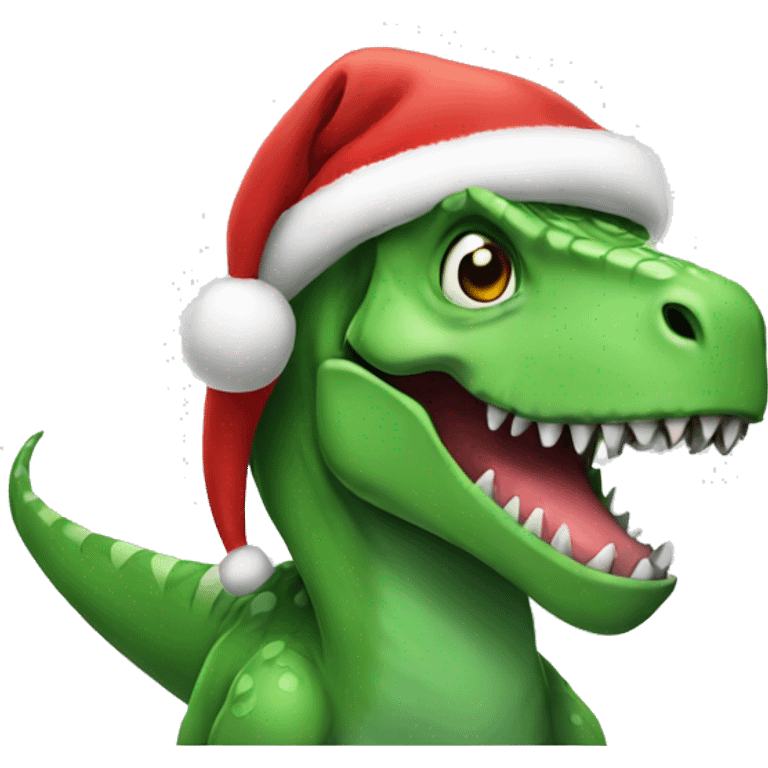 Dinosaur wearing Christmas hat  emoji