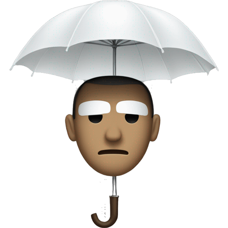 A secret man with a hide face under a white umbrella emoji