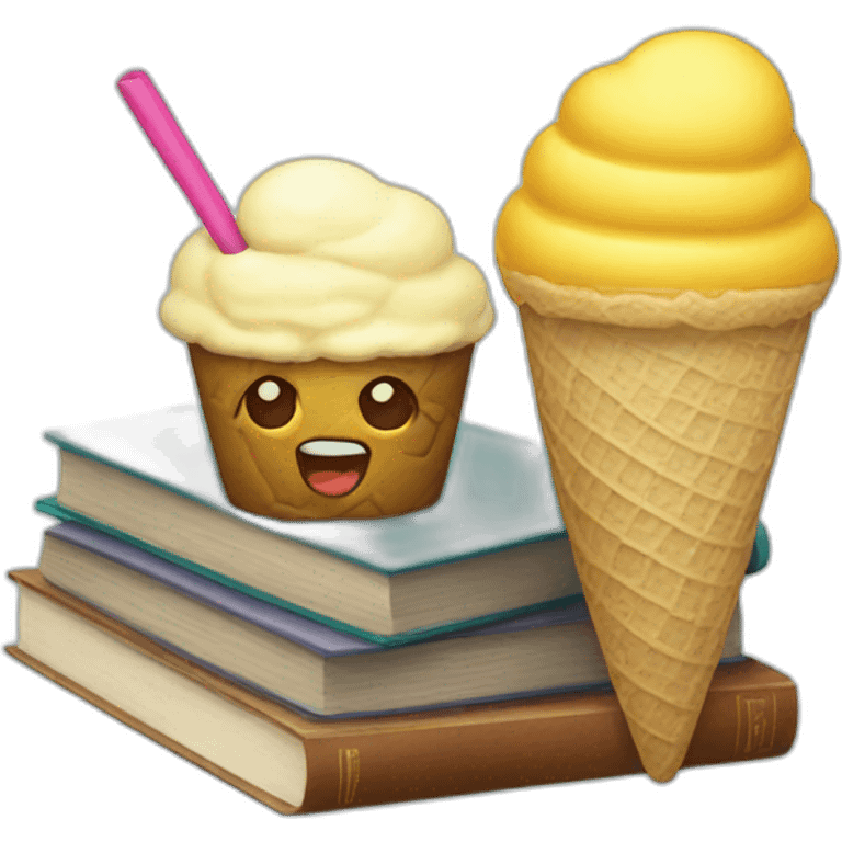 Icecream and books emoji