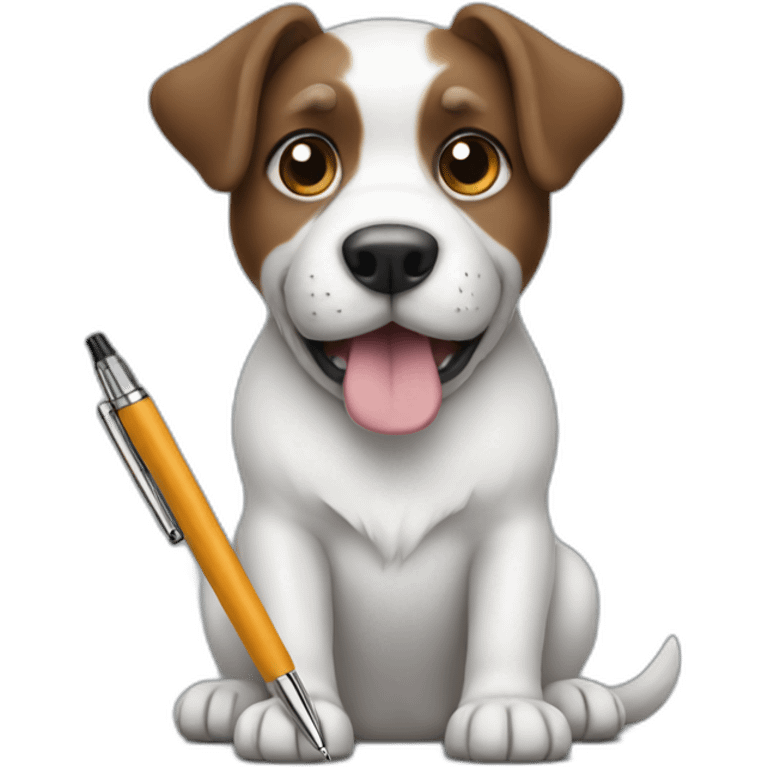 dog holding a pen emoji