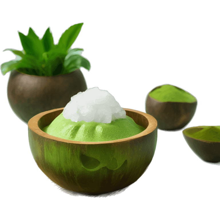 Iced Matcha in coconut bowl emoji