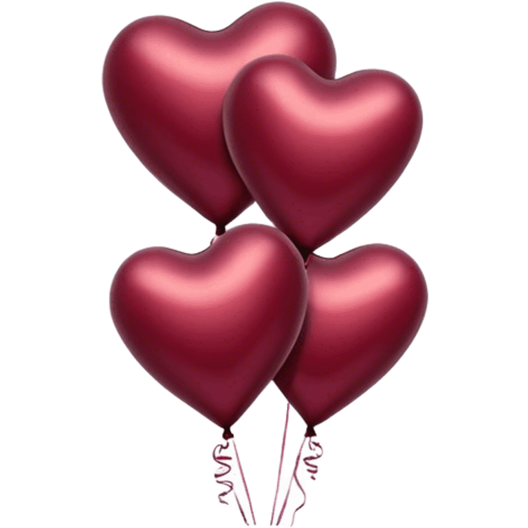 metallic heart-shaped balloons in burgundy  emoji