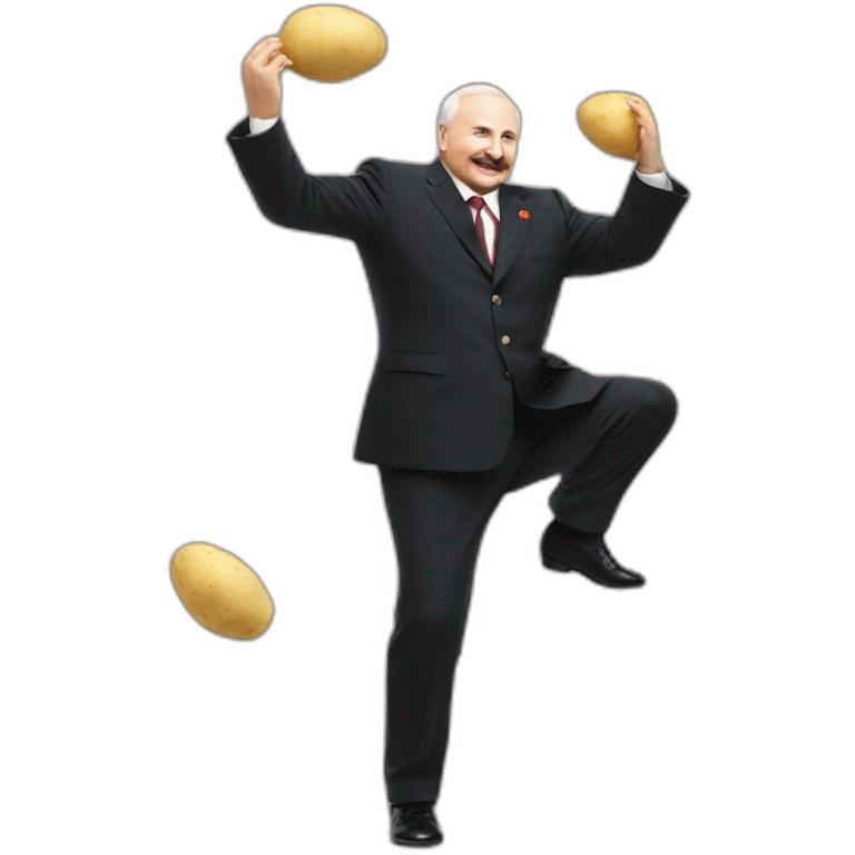 Lukashenko dancing with potato emoji