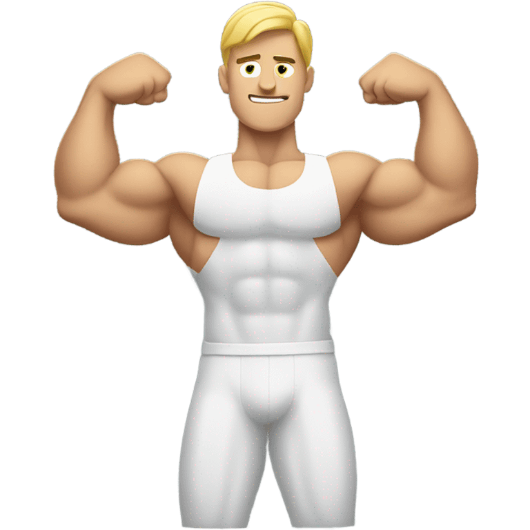 Muscler white man showing his muscles emoji