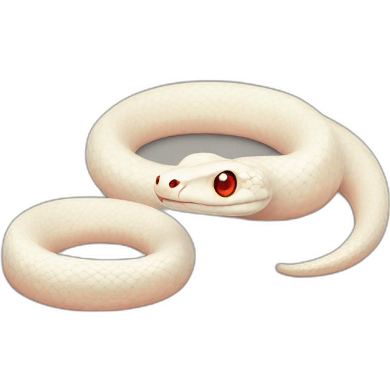 Albino cute tiny snake with round red eyes emoji