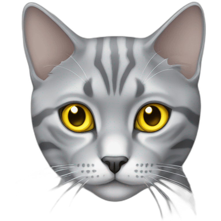 Silver marble Scottish straight cat with yellow eyes emoji