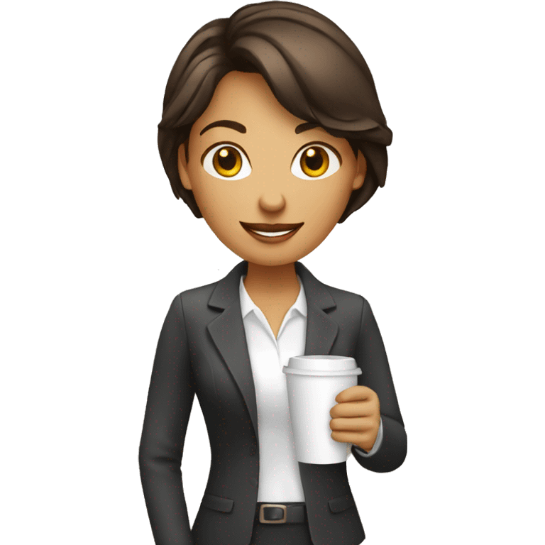 Business marketing girl holding coffee emoji