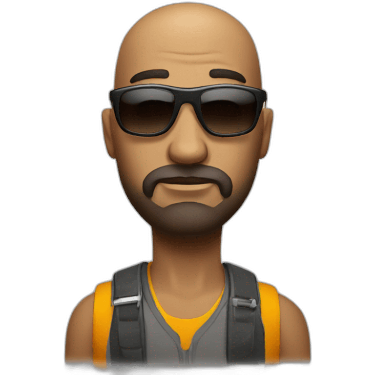 Very Serious Bald man with short beard and sun glasses emoji